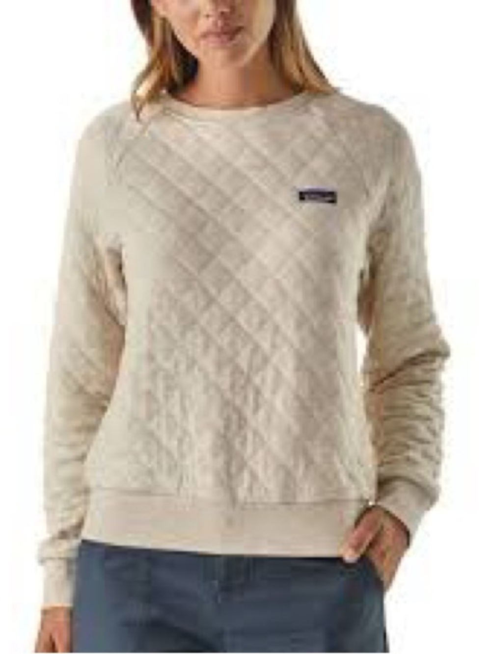 Patagonia Quilted Crewneck Sweatshirt in Oatmeal Size Large